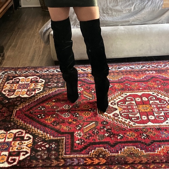 YSL Saint Laurent Niki Thigh High Boots Velvet 37 - Picture 6 of 7